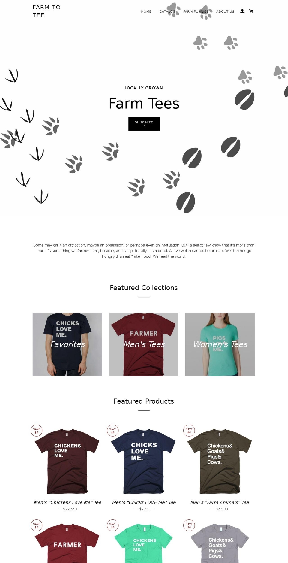 farmtotee.com shopify website screenshot