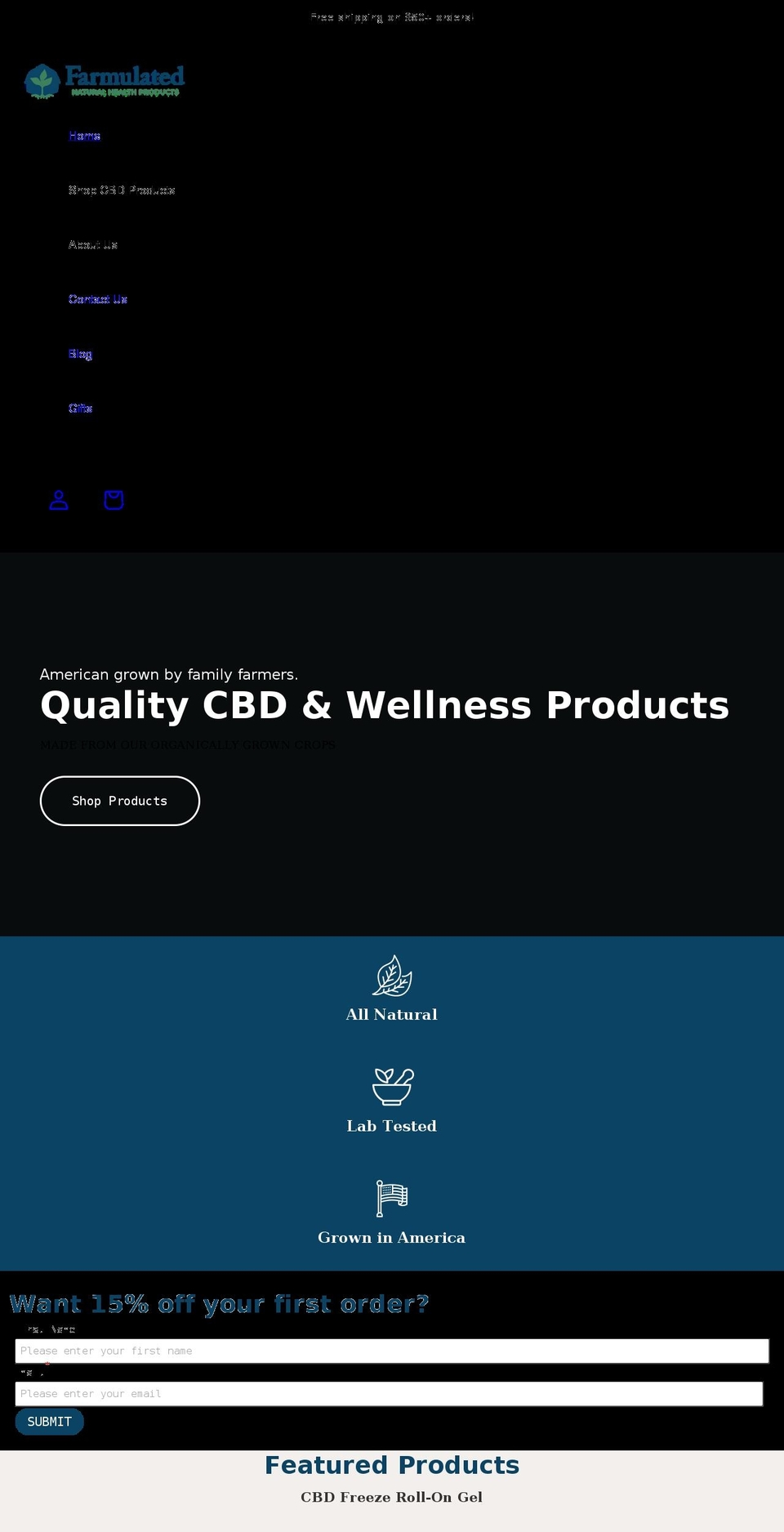 farmulated.com shopify website screenshot