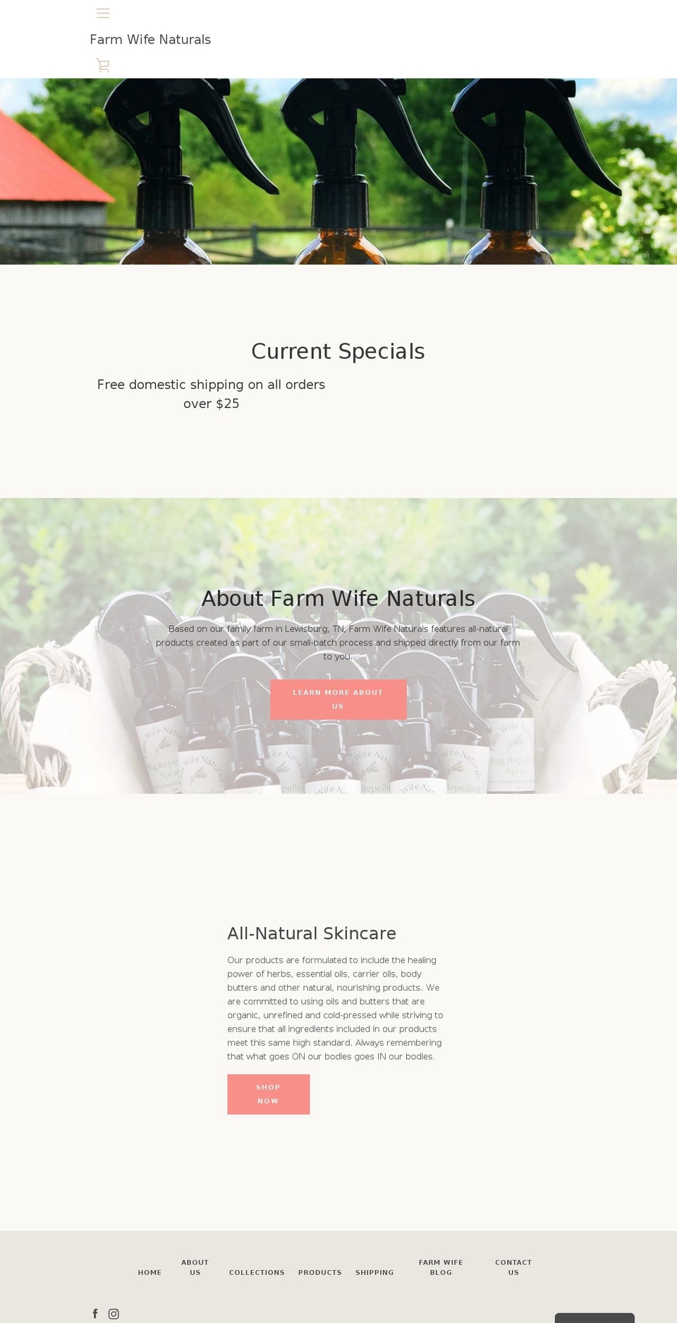farmwifenaturals.com shopify website screenshot