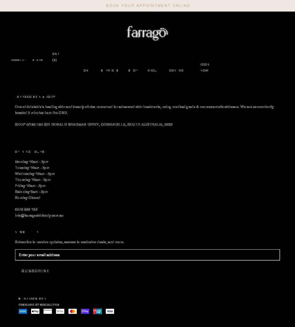 farragoskinbody.com.au shopify website screenshot