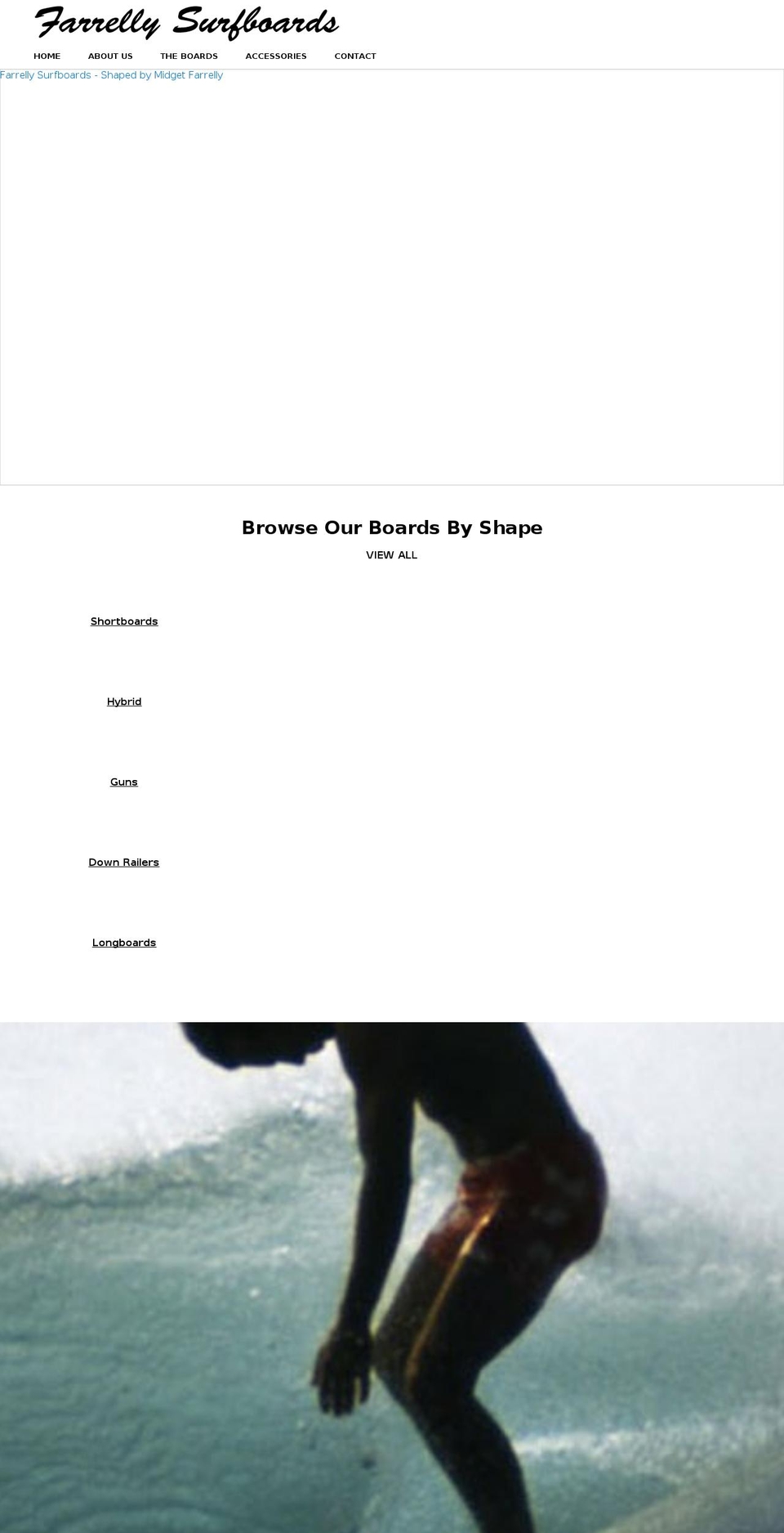 farrellysurfboards.com shopify website screenshot