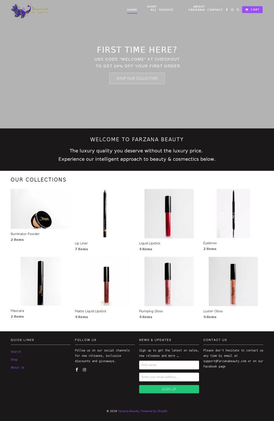 farzanabeauty.com shopify website screenshot