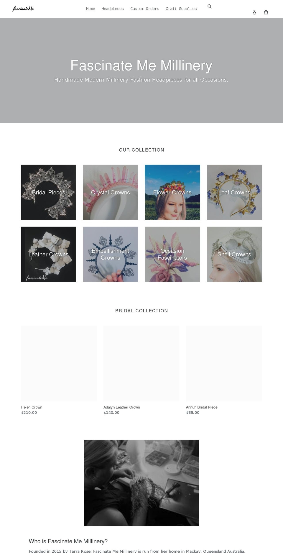 fascinatememillinery.com shopify website screenshot