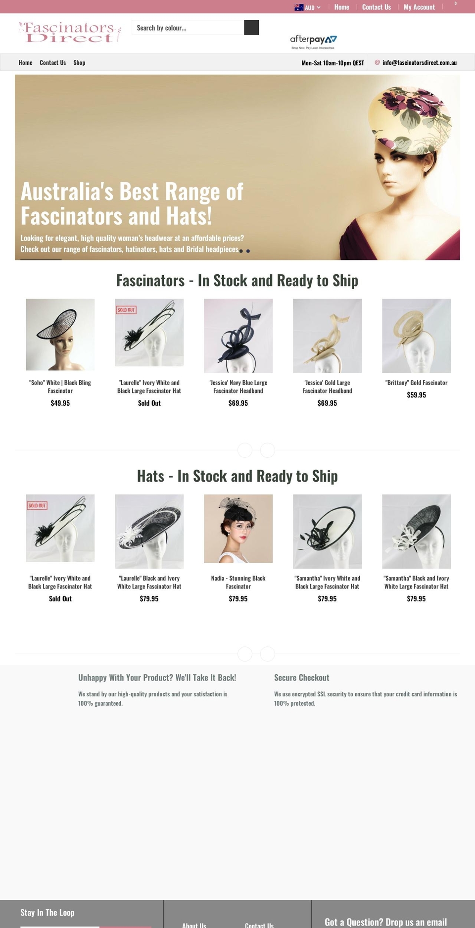 fascinatorsdirect.com.au shopify website screenshot