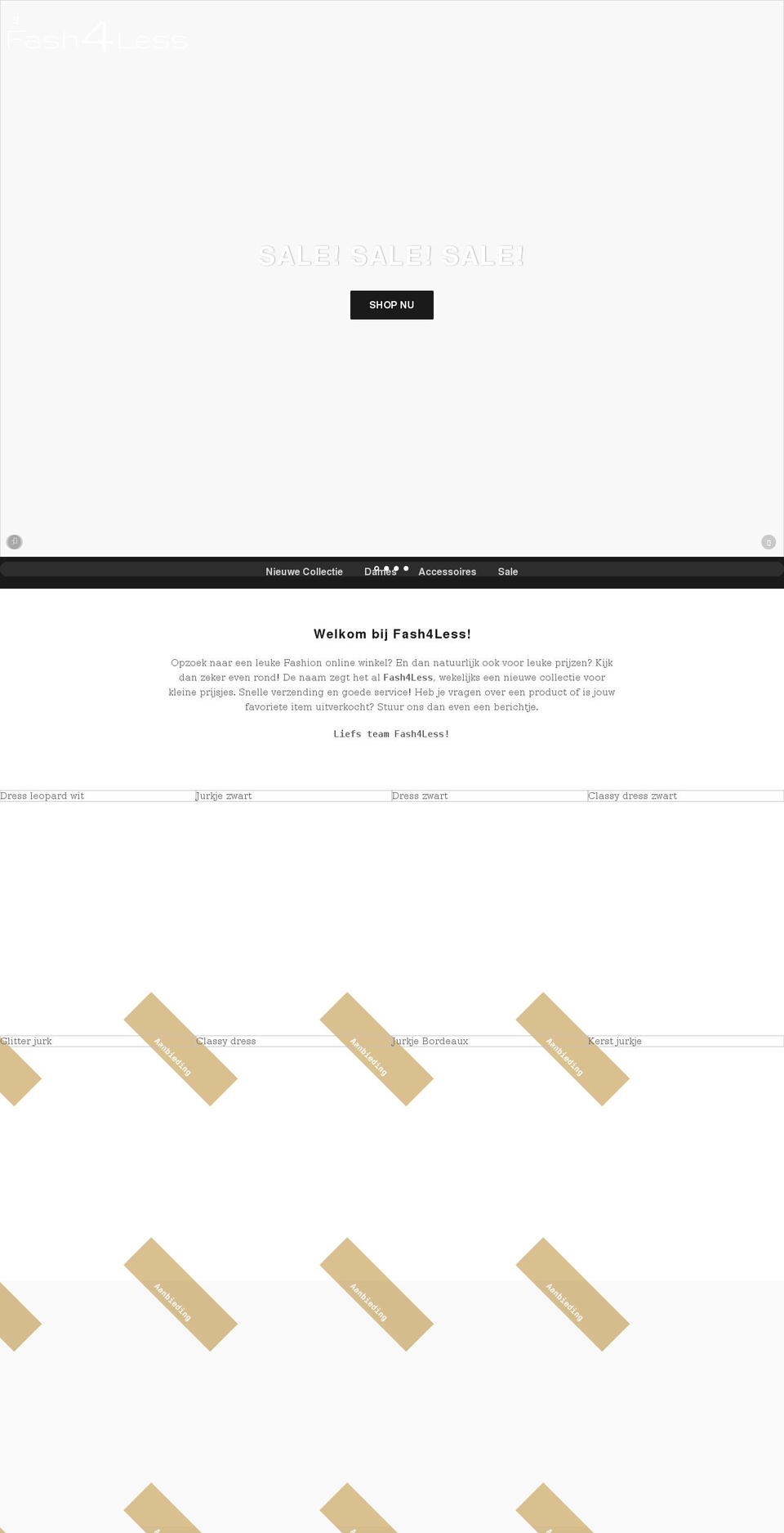 fash4less.com shopify website screenshot