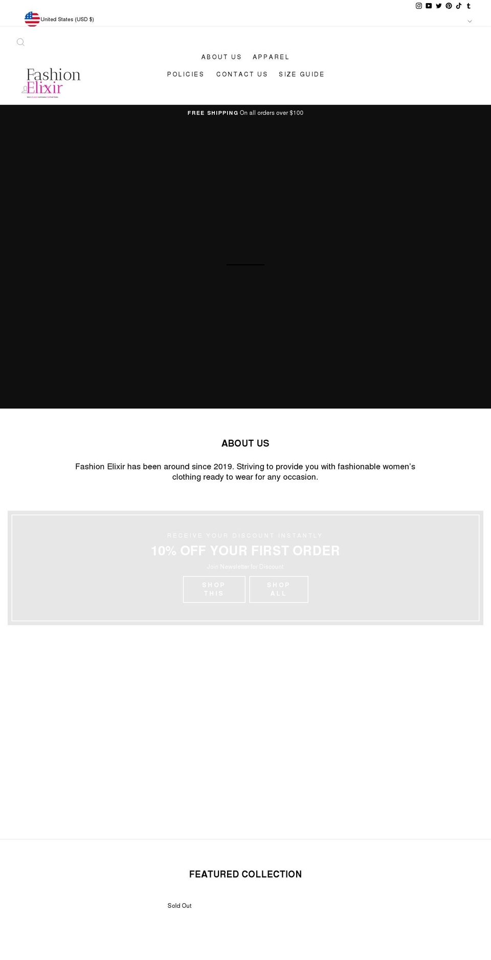 fashion-elixir.com shopify website screenshot