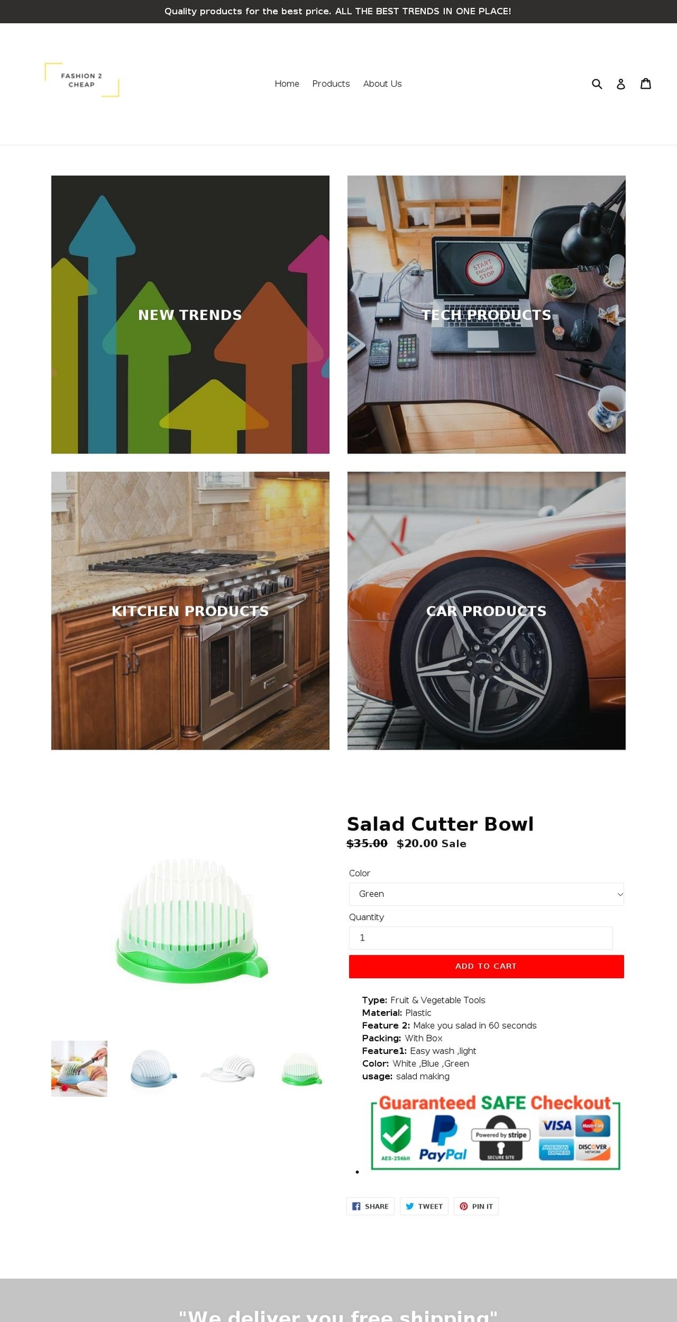 fashion2cheap.com — Shopify storefront screenshot
