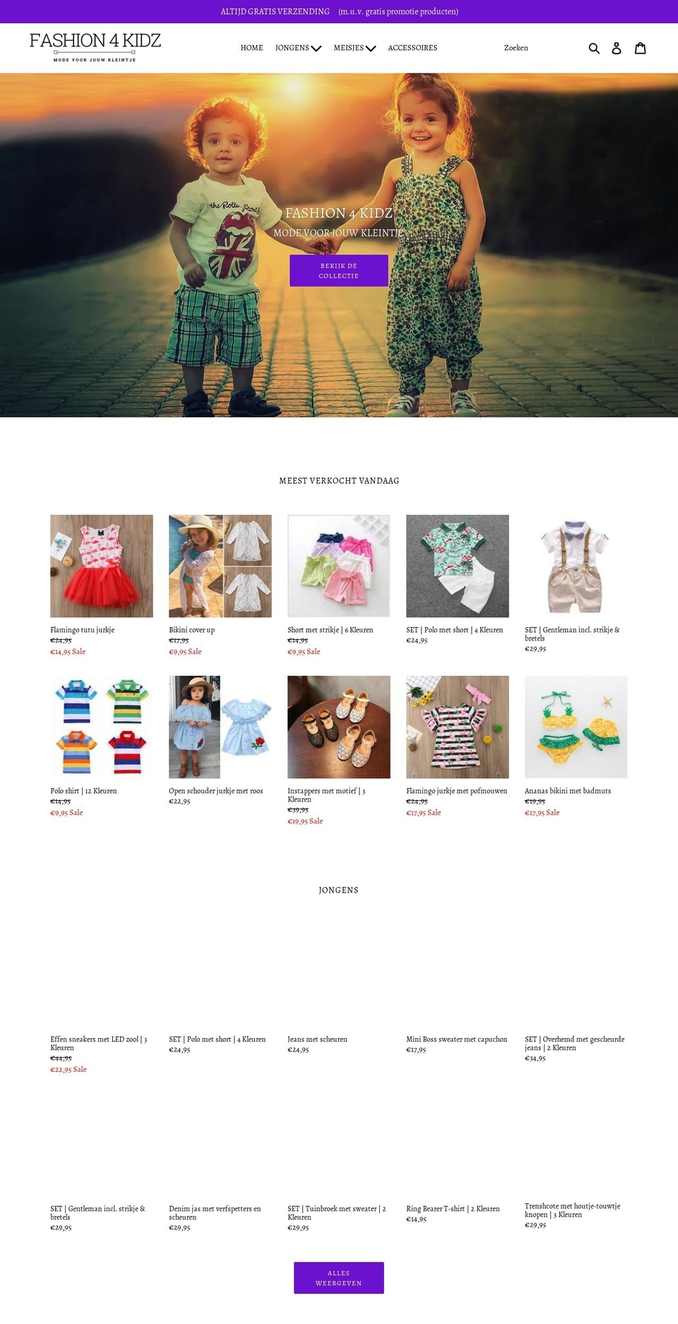 fashion4kidz.nl shopify website screenshot