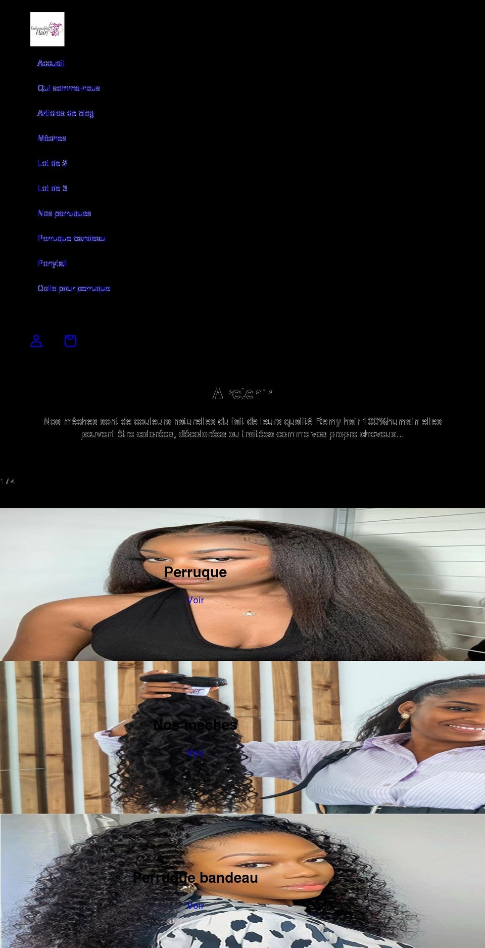 fashionable-hair.com shopify website screenshot