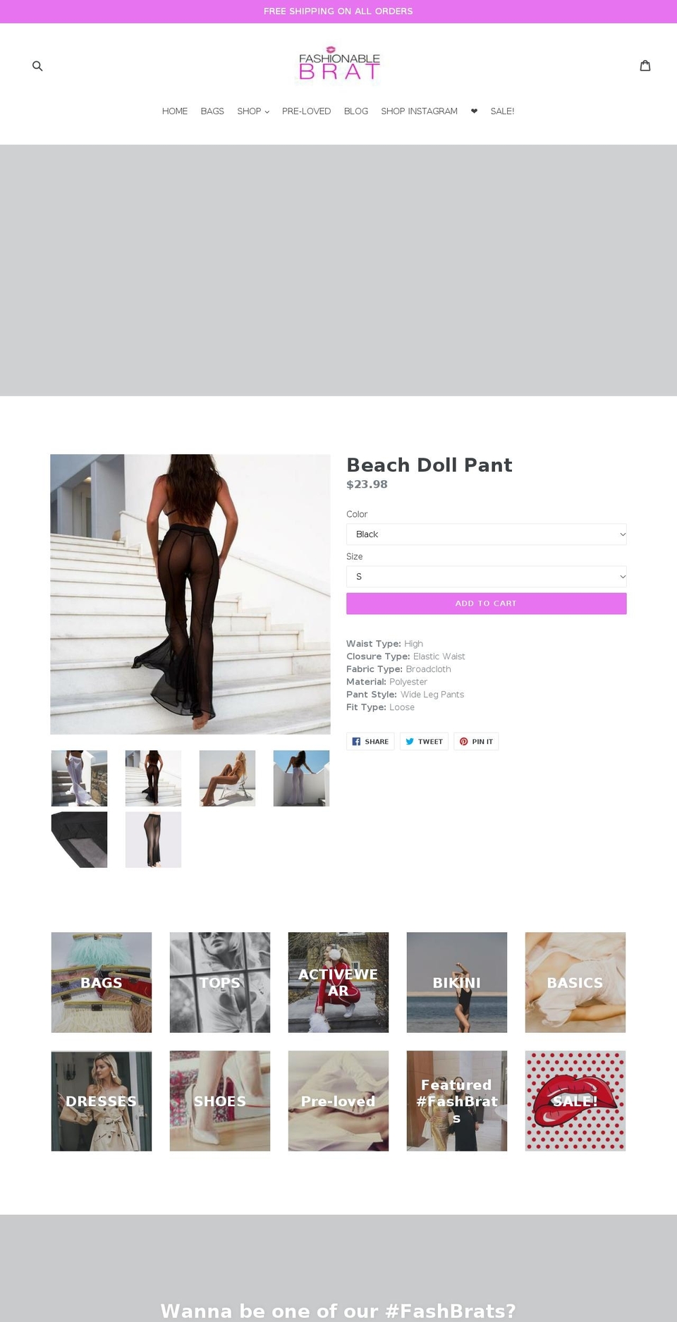 fashionablebrat.com shopify website screenshot