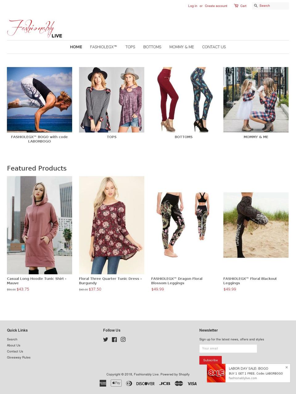 fashionablylive.com shopify website screenshot