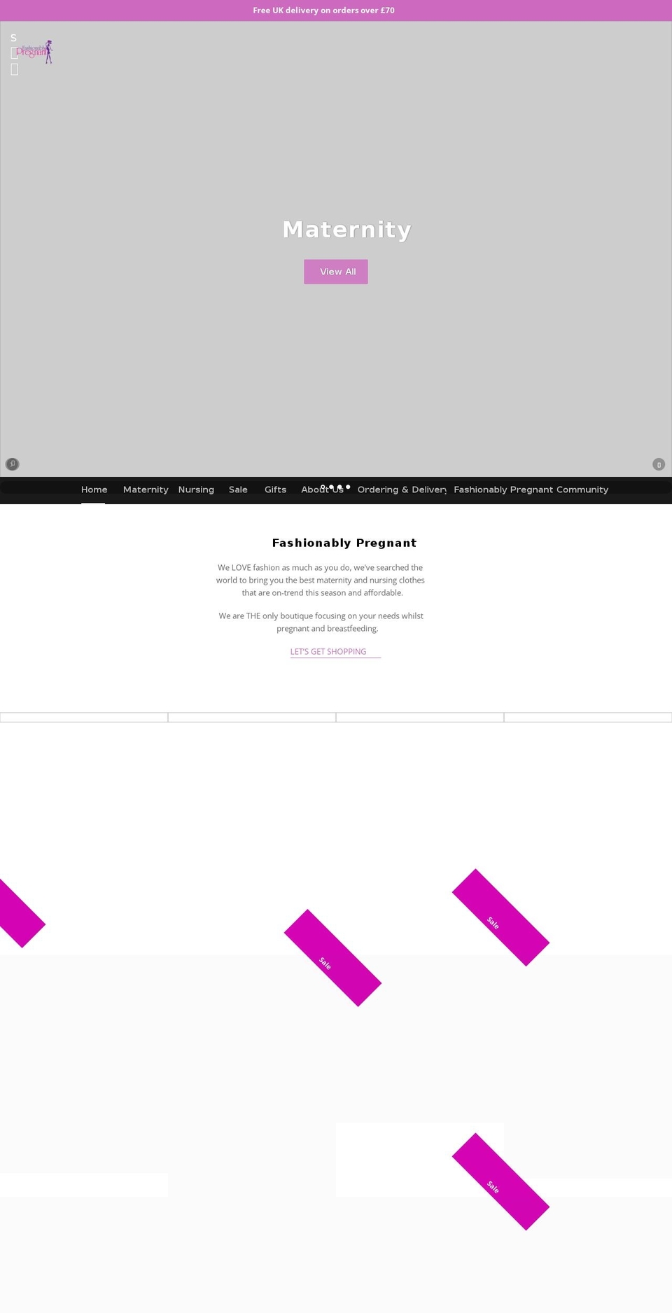 2021 Shopify theme site example fashionablypregnant.co.uk