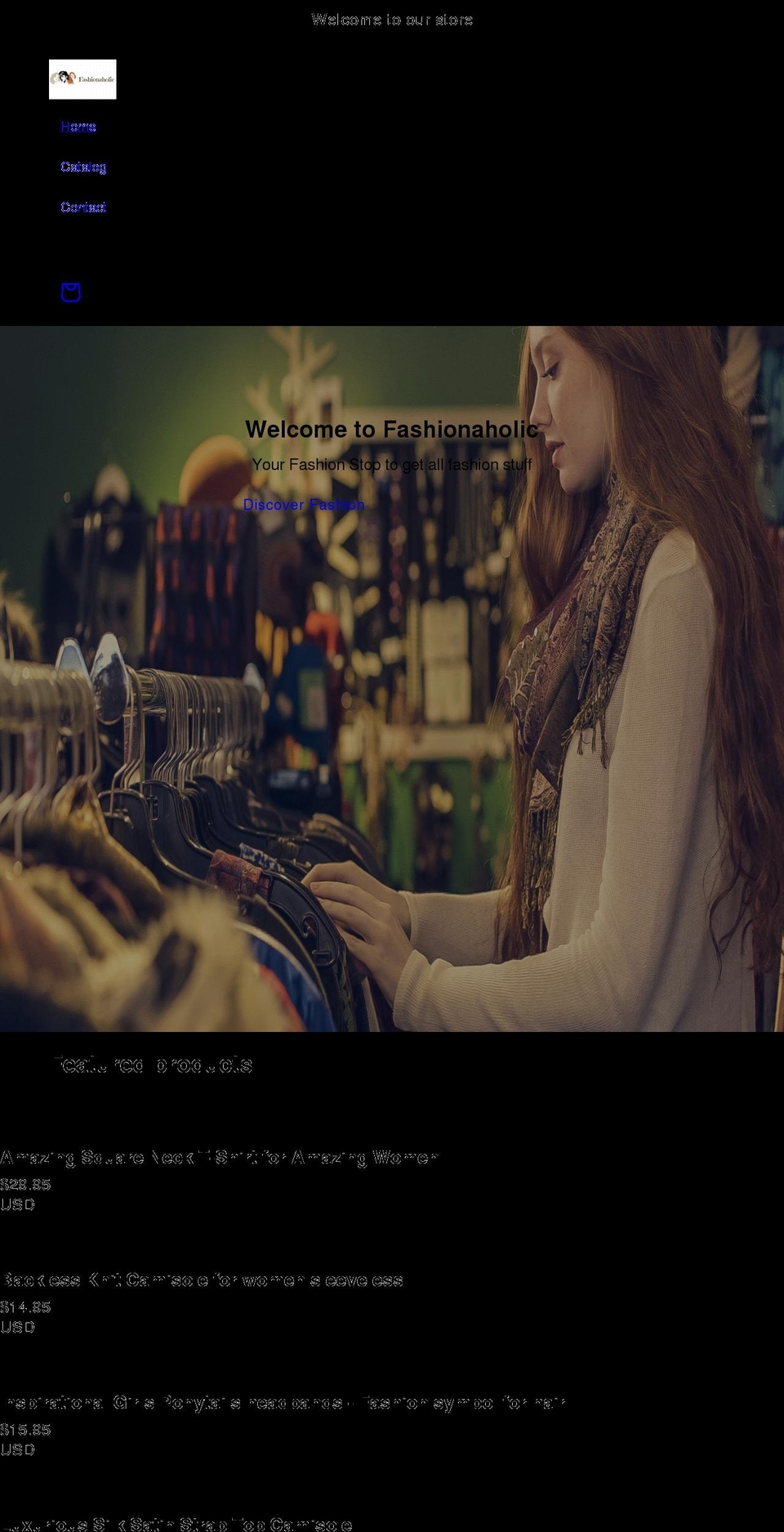 fashionaholic.net shopify website screenshot