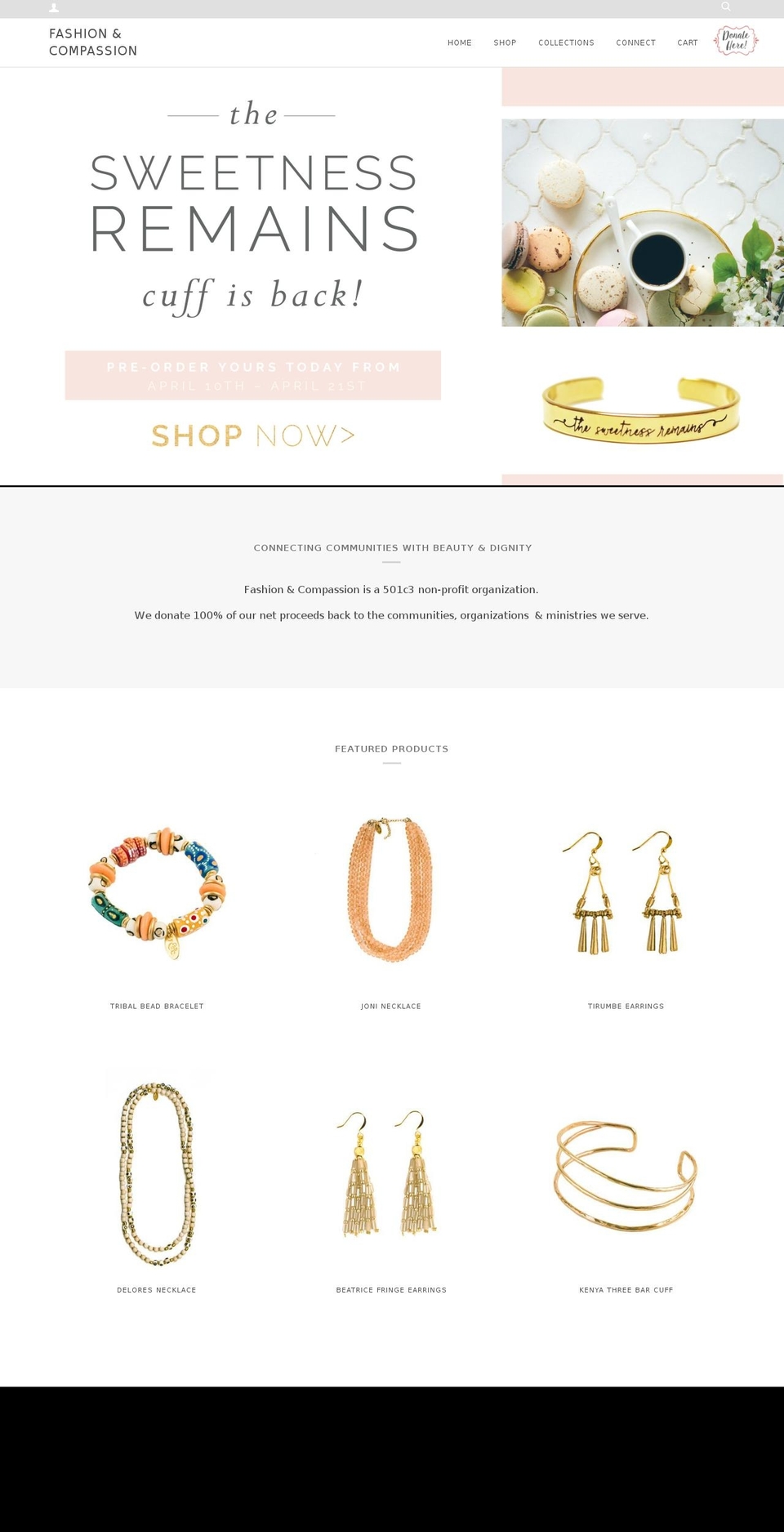 fashionandcompassion.org shopify website screenshot