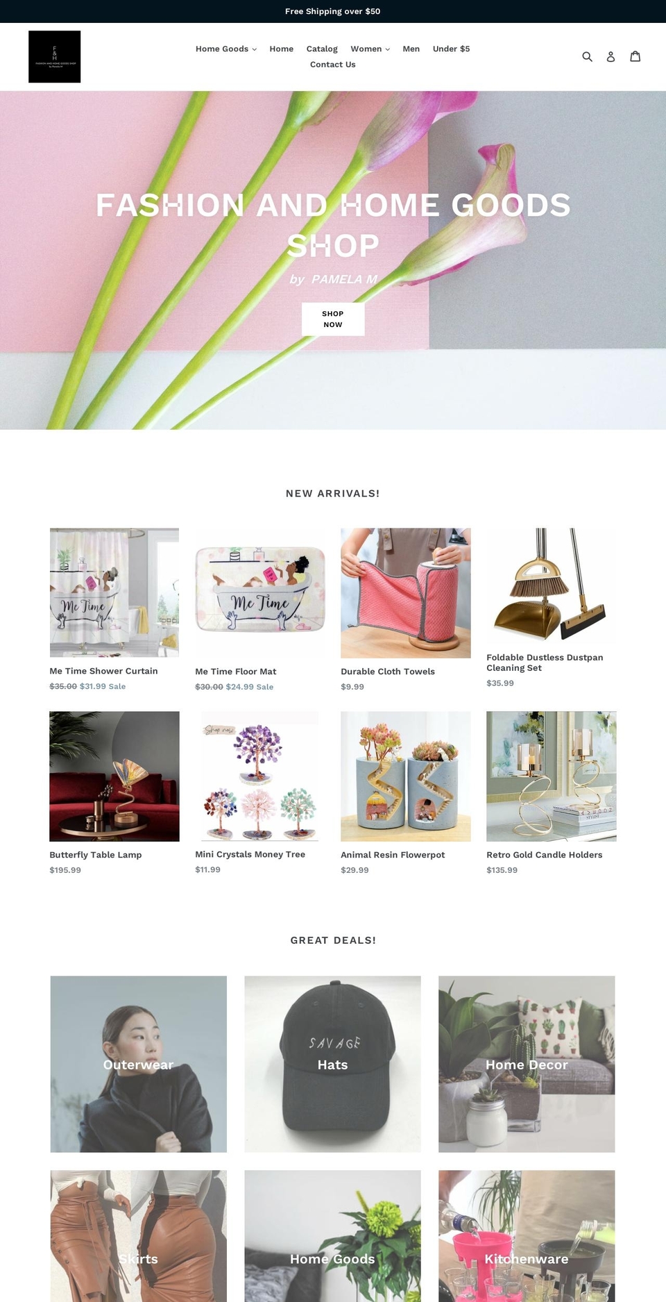 fashionandhomegoodsshop.com shopify website screenshot