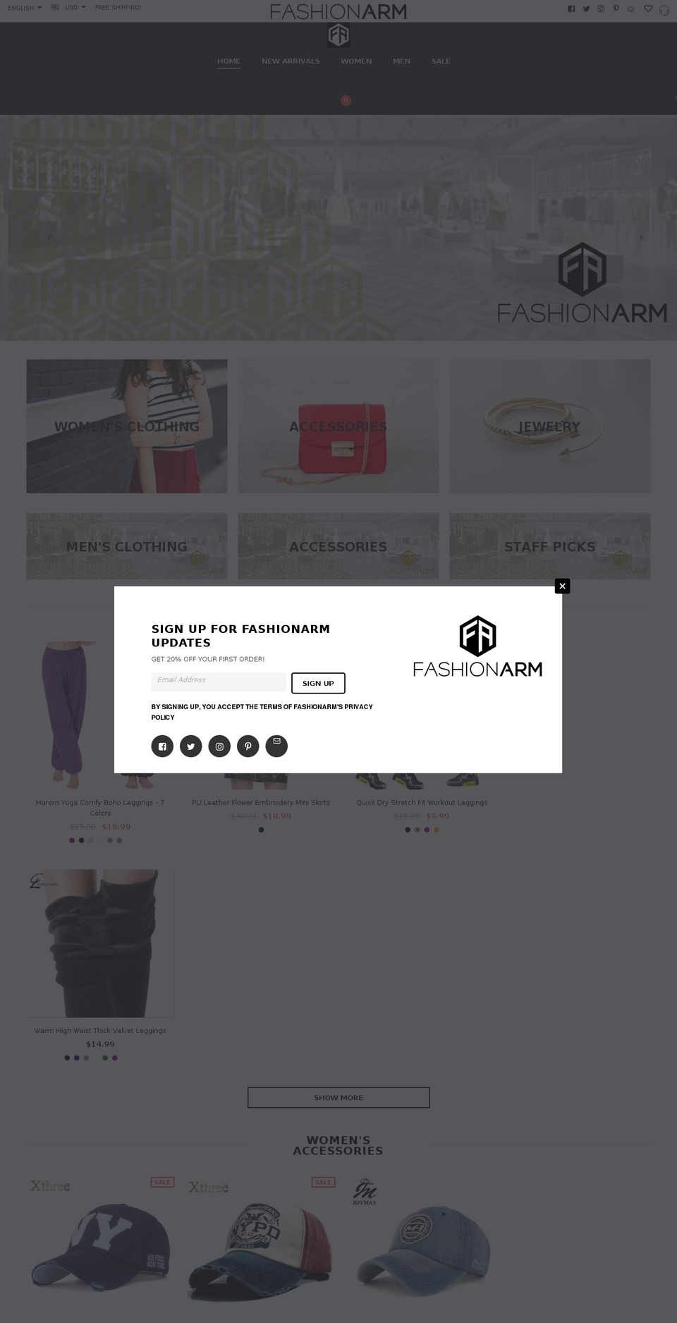 fashionarm.com shopify website screenshot