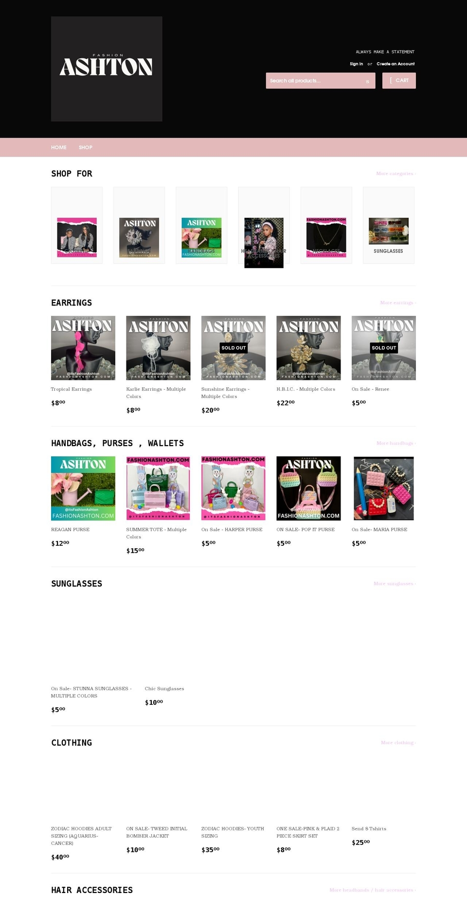 fashionashton.com shopify website screenshot