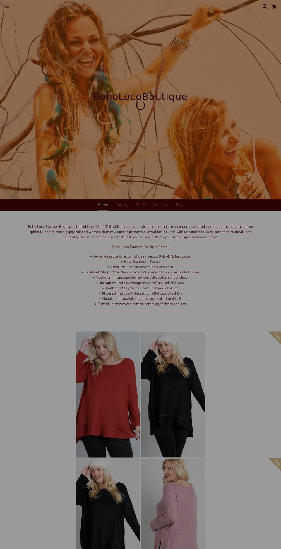fashionboholoco.com — Shopify storefront screenshot