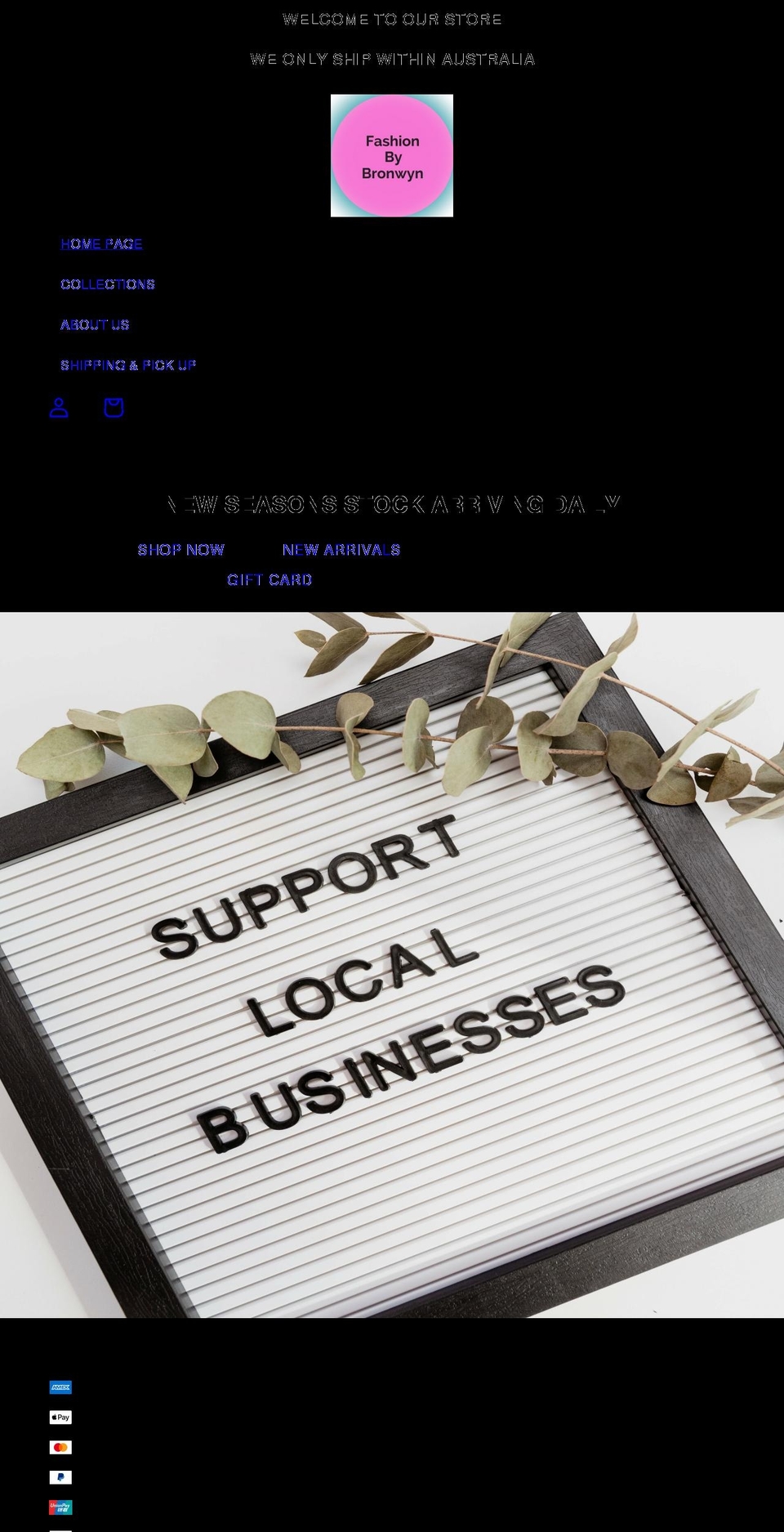 fashionbybronwyn.com.au shopify website screenshot