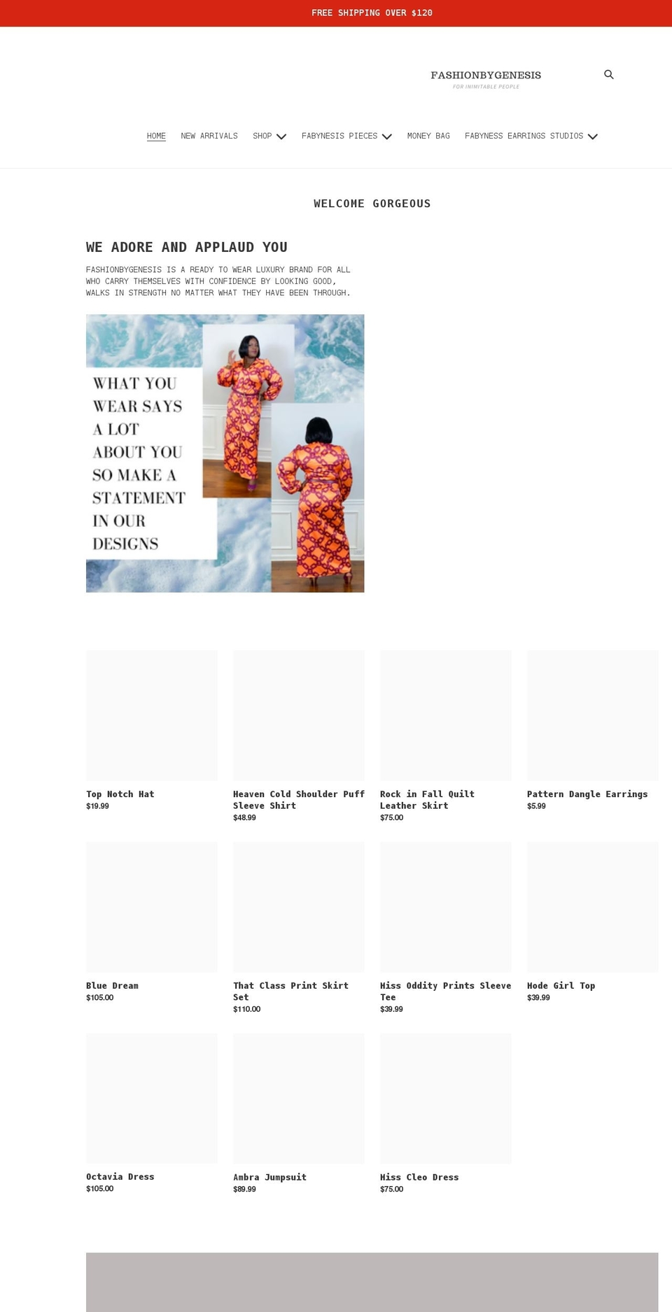 fashionbygenesis.com shopify website screenshot
