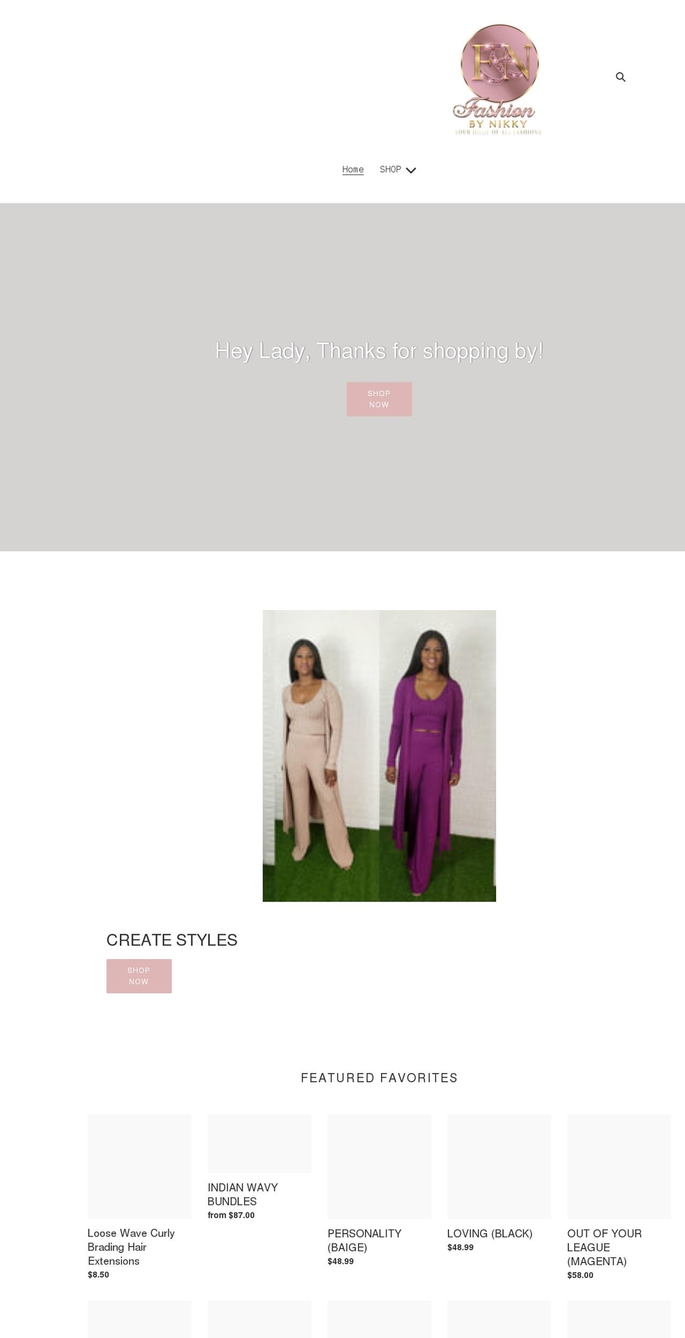 fashionbynikky.com shopify website screenshot