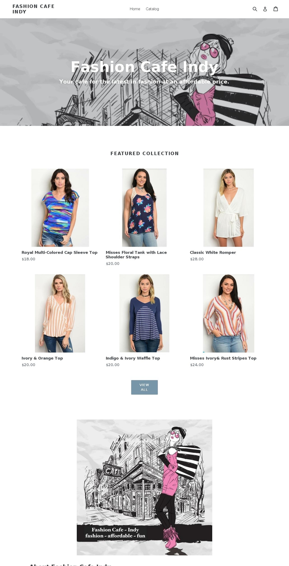 fashioncafeindy.com shopify website screenshot