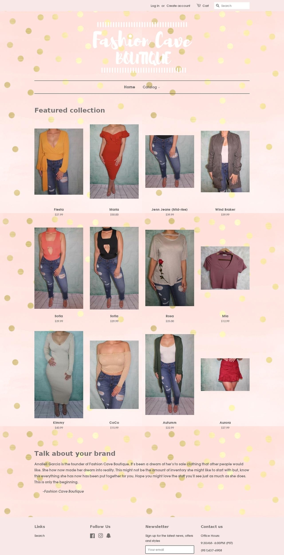 fashioncaveboutique.com — Shopify storefront screenshot