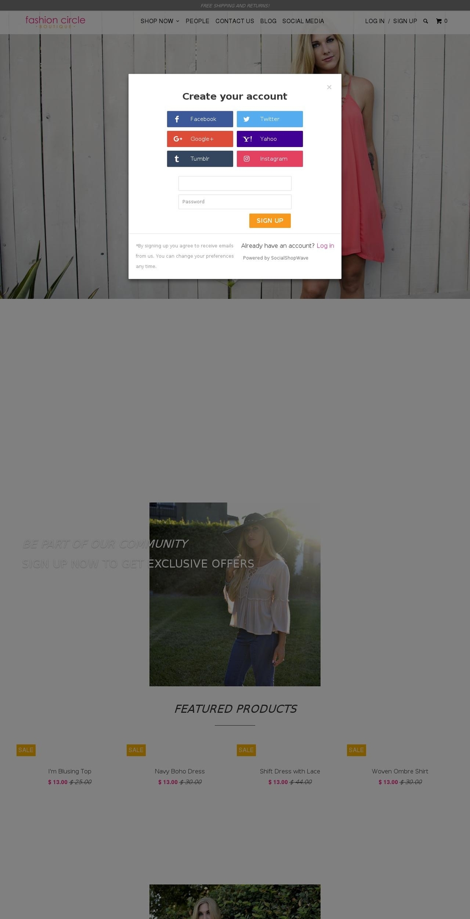 fashioncircleboutique.com shopify website screenshot