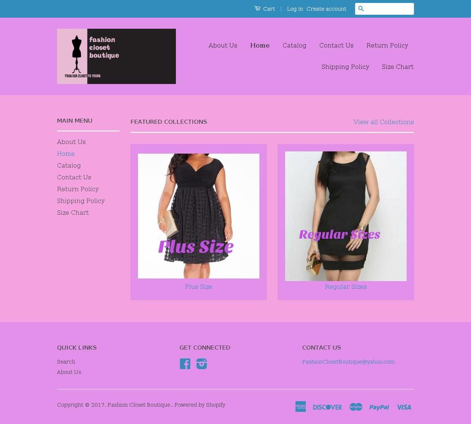 fashionclosetboutique.com shopify website screenshot