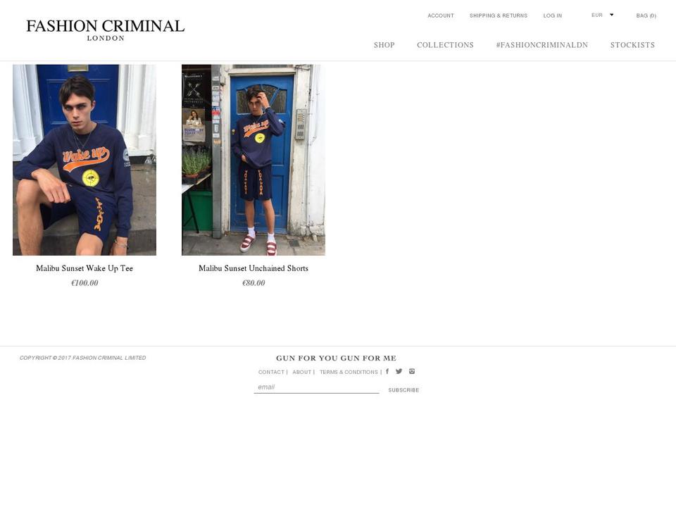 fashioncriminal.london shopify website screenshot