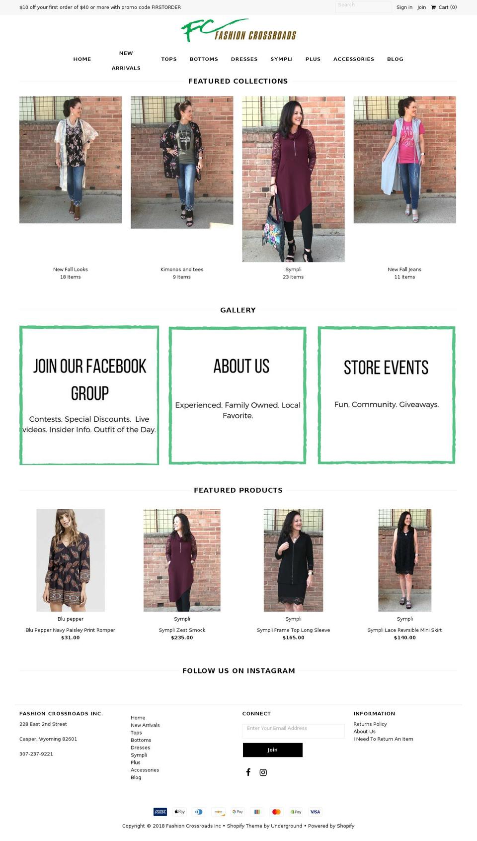 fashioncrossroadsinc.com shopify website screenshot