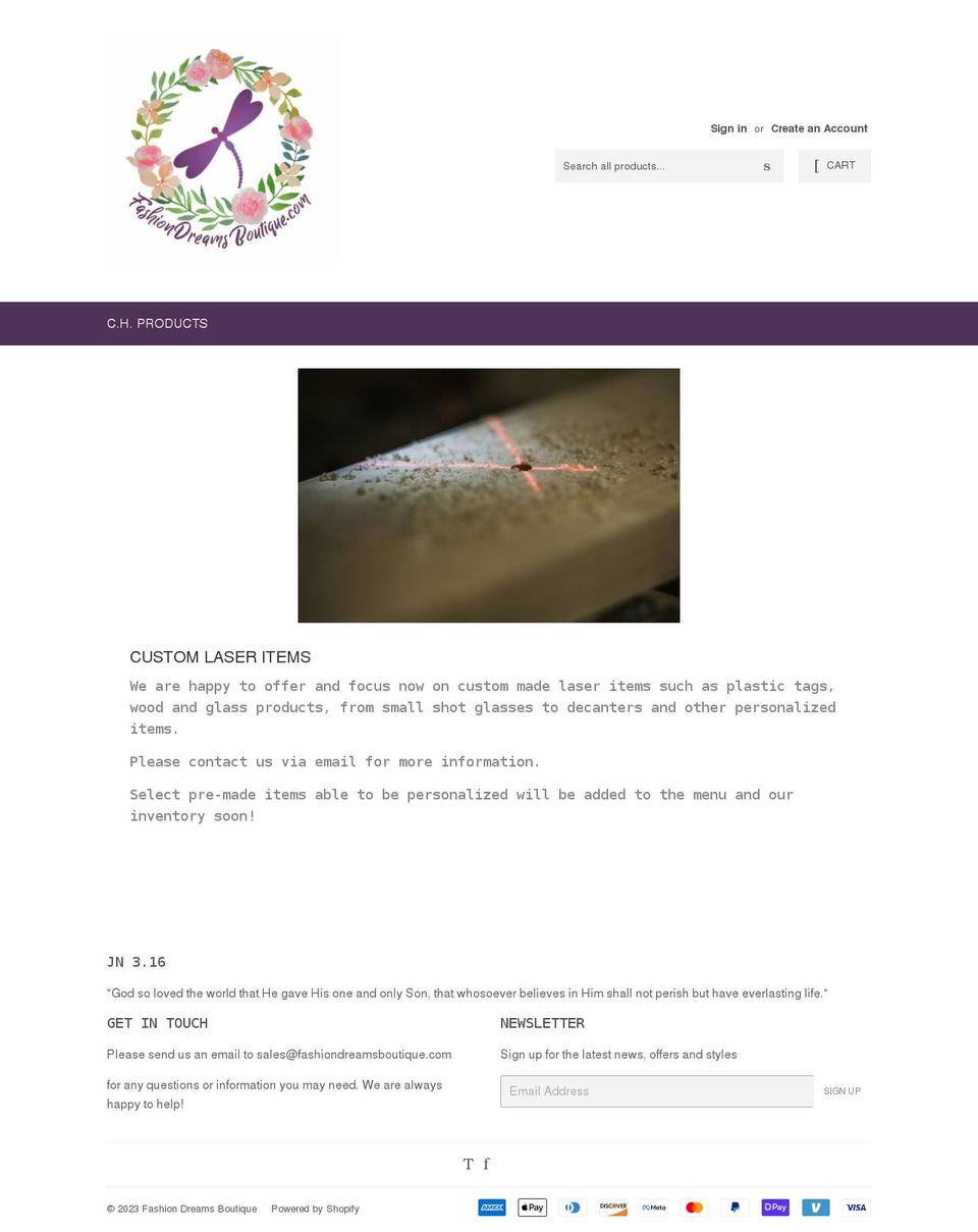 fashiondreamsboutique.com — Shopify storefront screenshot