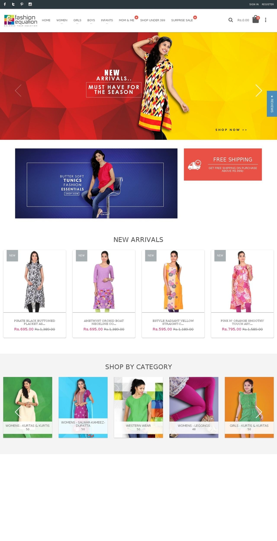 fashionequation.in shopify website screenshot