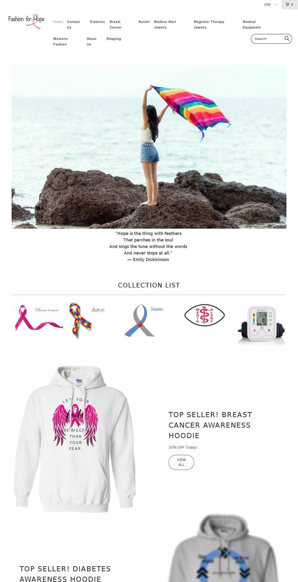 fashionforhope.net shopify website screenshot