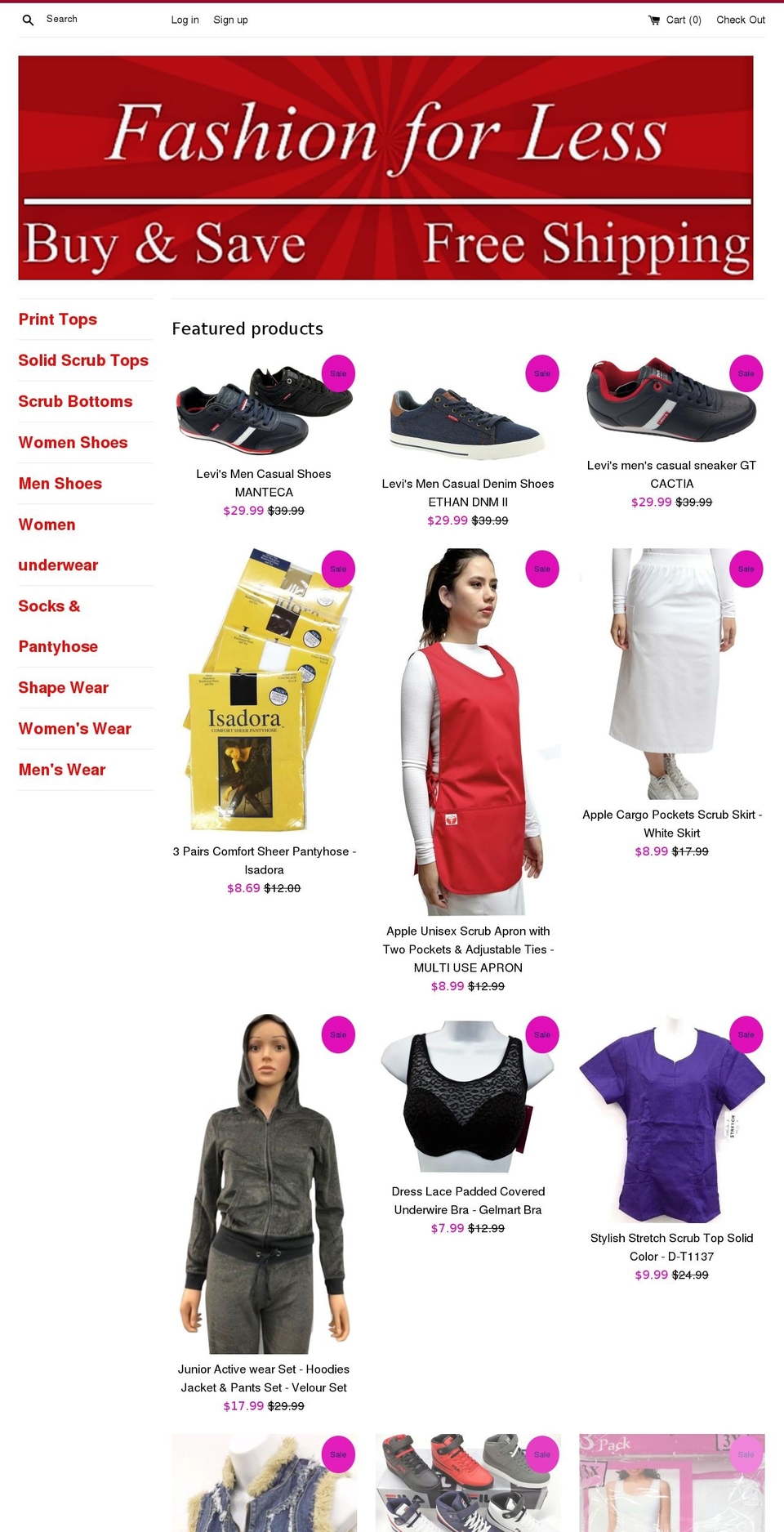 fashionforlessstore.com — Shopify storefront screenshot