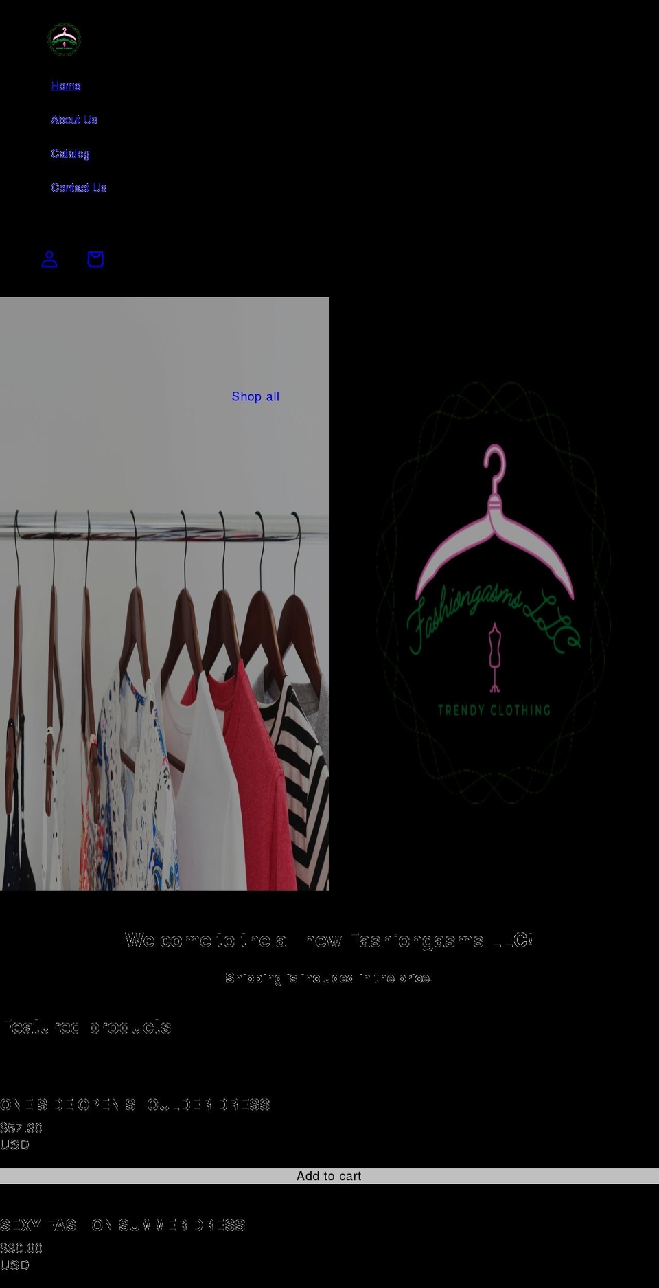 fashiongasmsboutique.com shopify website screenshot