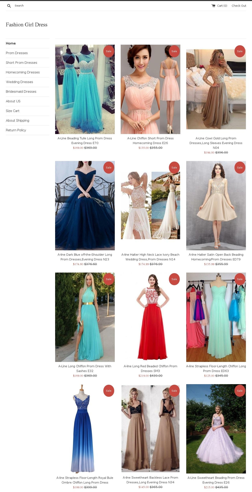 fashiongirldress.com shopify website screenshot