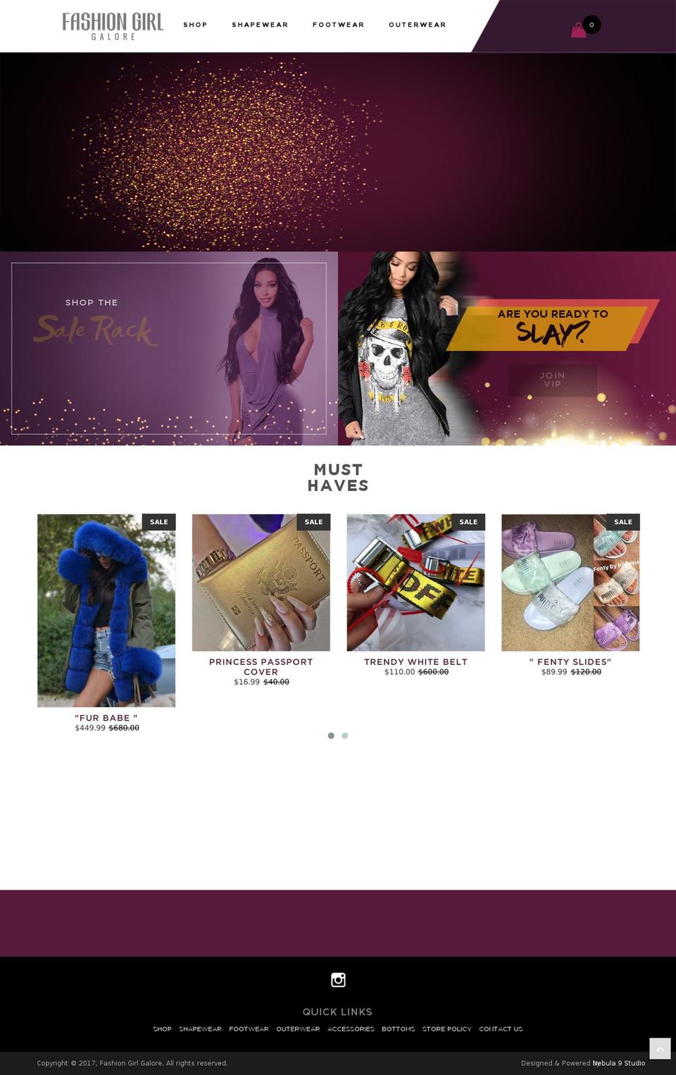 fashiongirlgalore.com shopify website screenshot