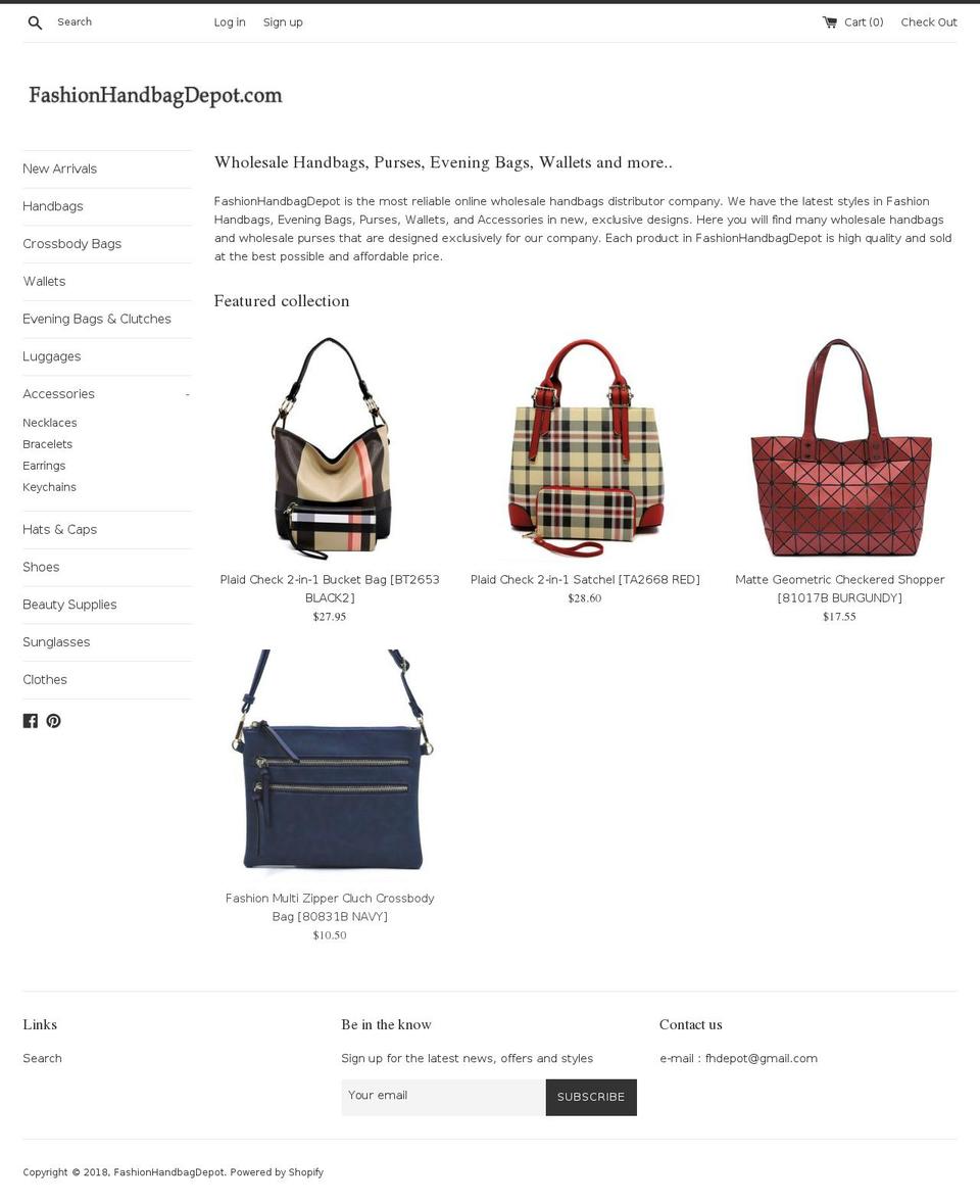 fashionhandbagdepot.com shopify website screenshot