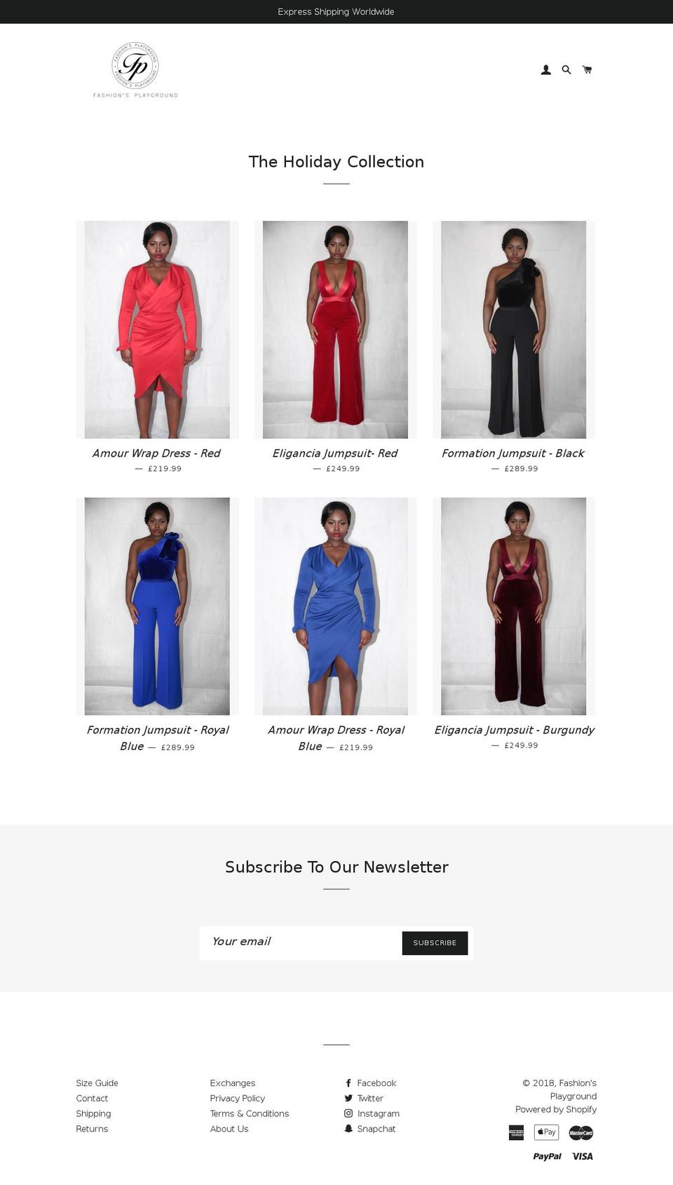 fashionisourplayground.com shopify website screenshot