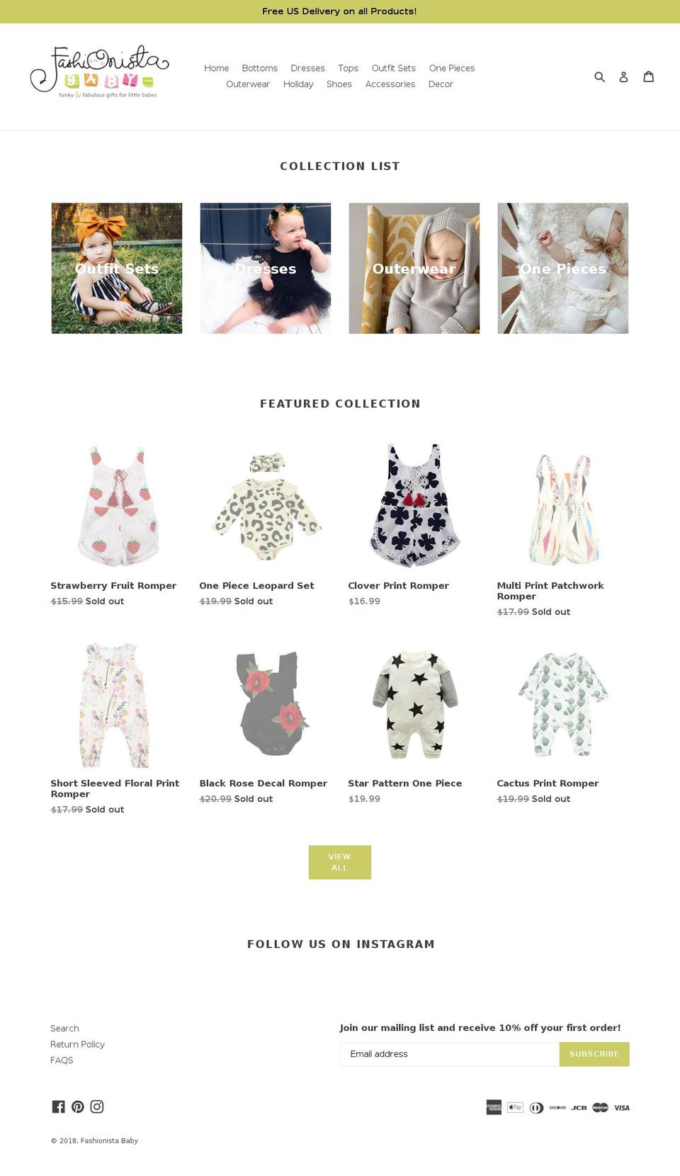 fashionistababy.com — Shopify storefront screenshot