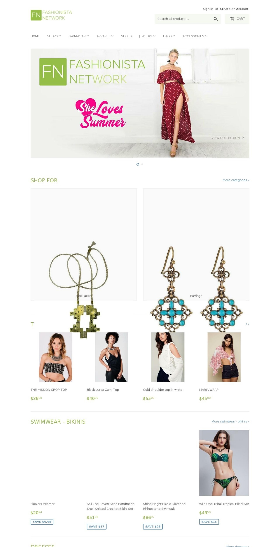 fashionistanet.com shopify website screenshot
