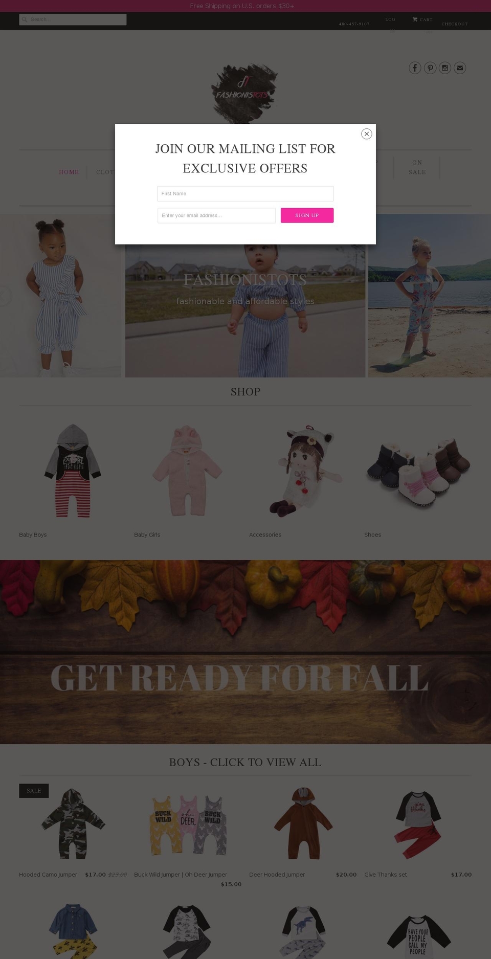 fashionistots.com — Shopify storefront screenshot