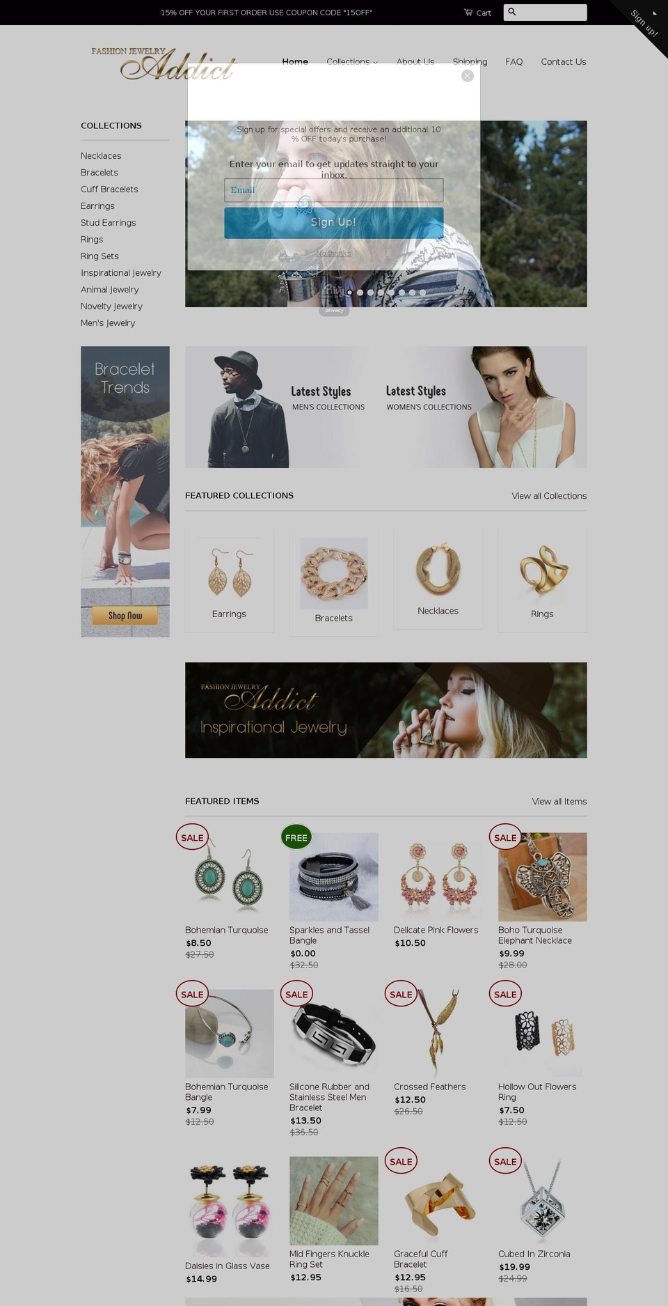 fashionjewelryaddict.com shopify website screenshot