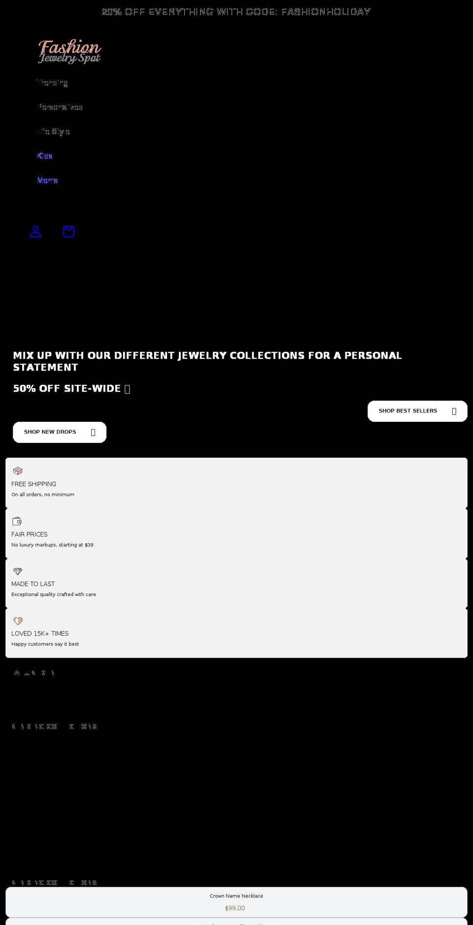 fashionjewelryspot.com shopify website screenshot