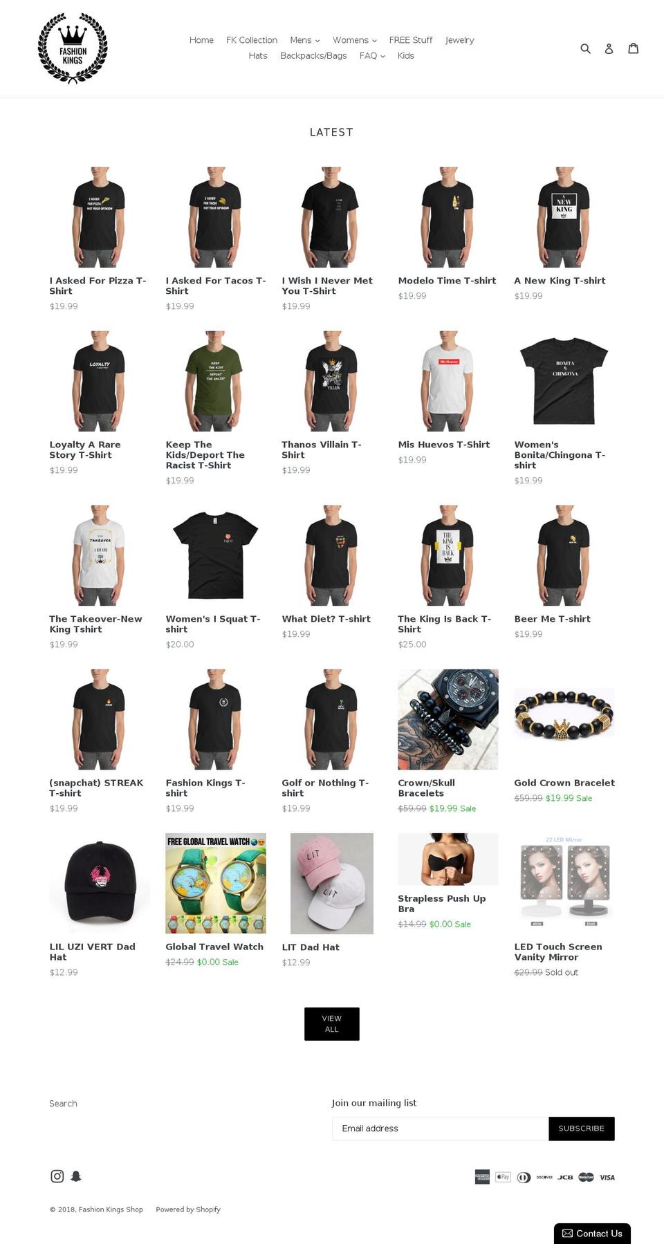 fashionkingsshop.com shopify website screenshot