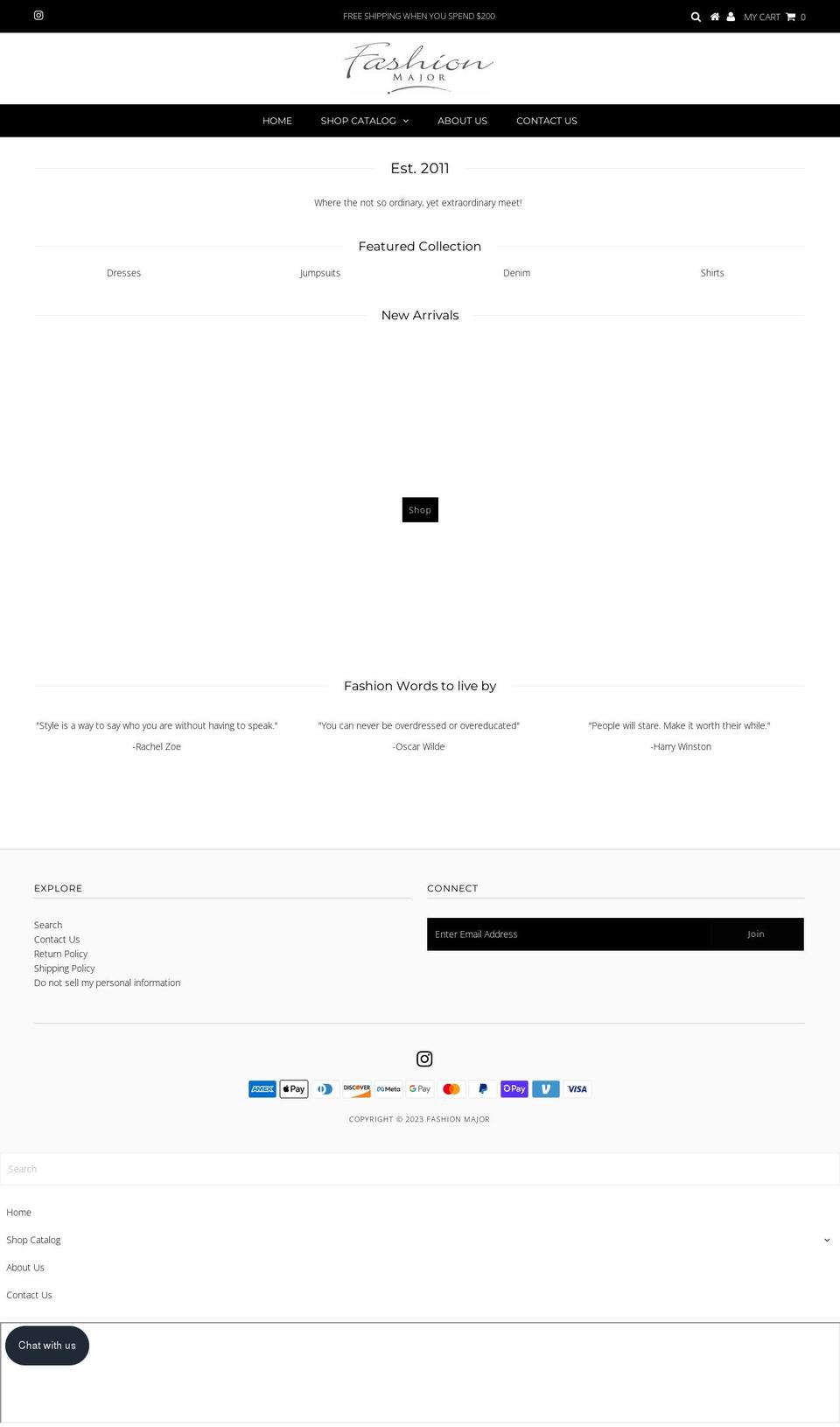 fashionmajor101.com — Shopify storefront screenshot