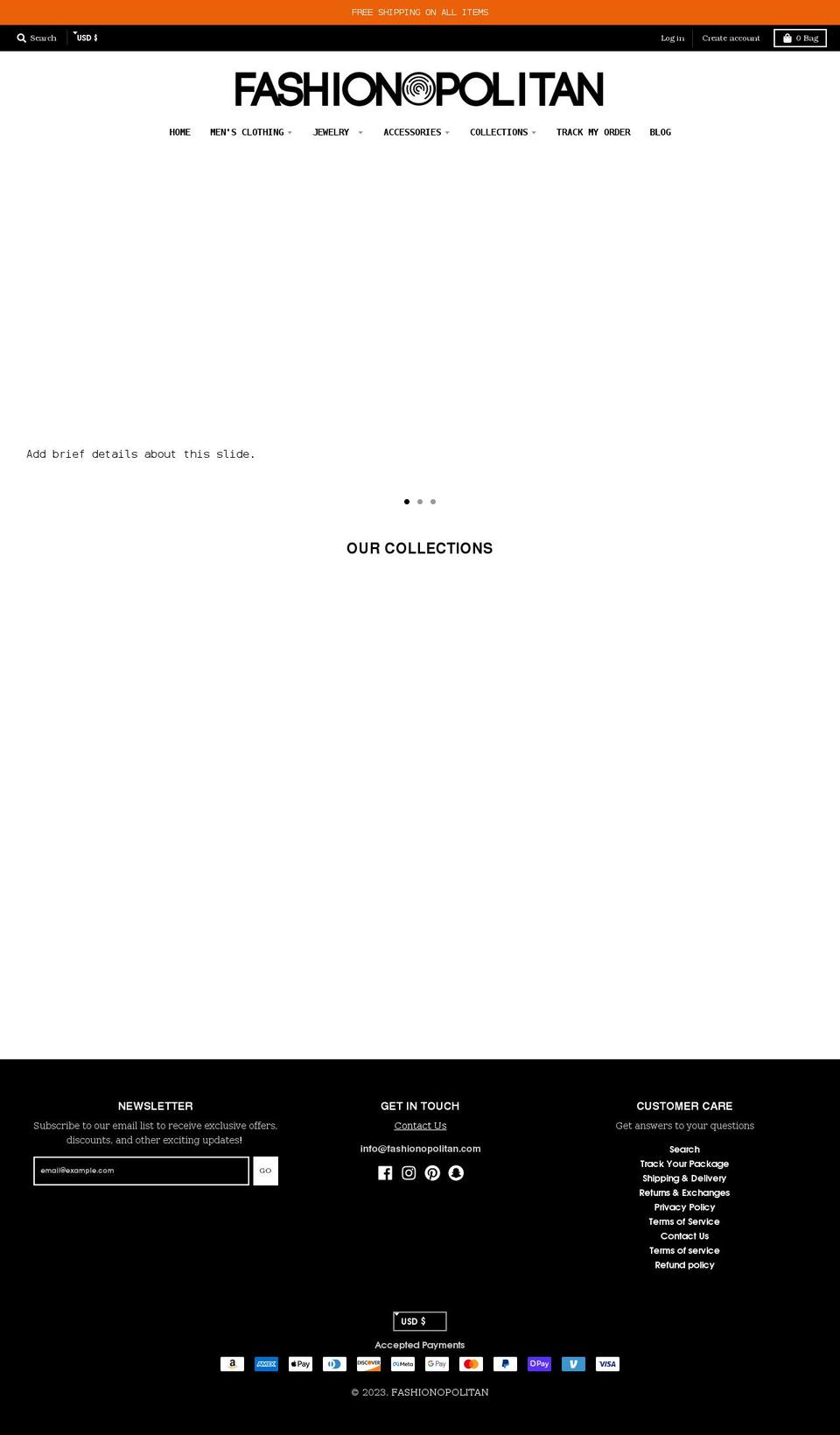 fashionopolitan.com shopify website screenshot