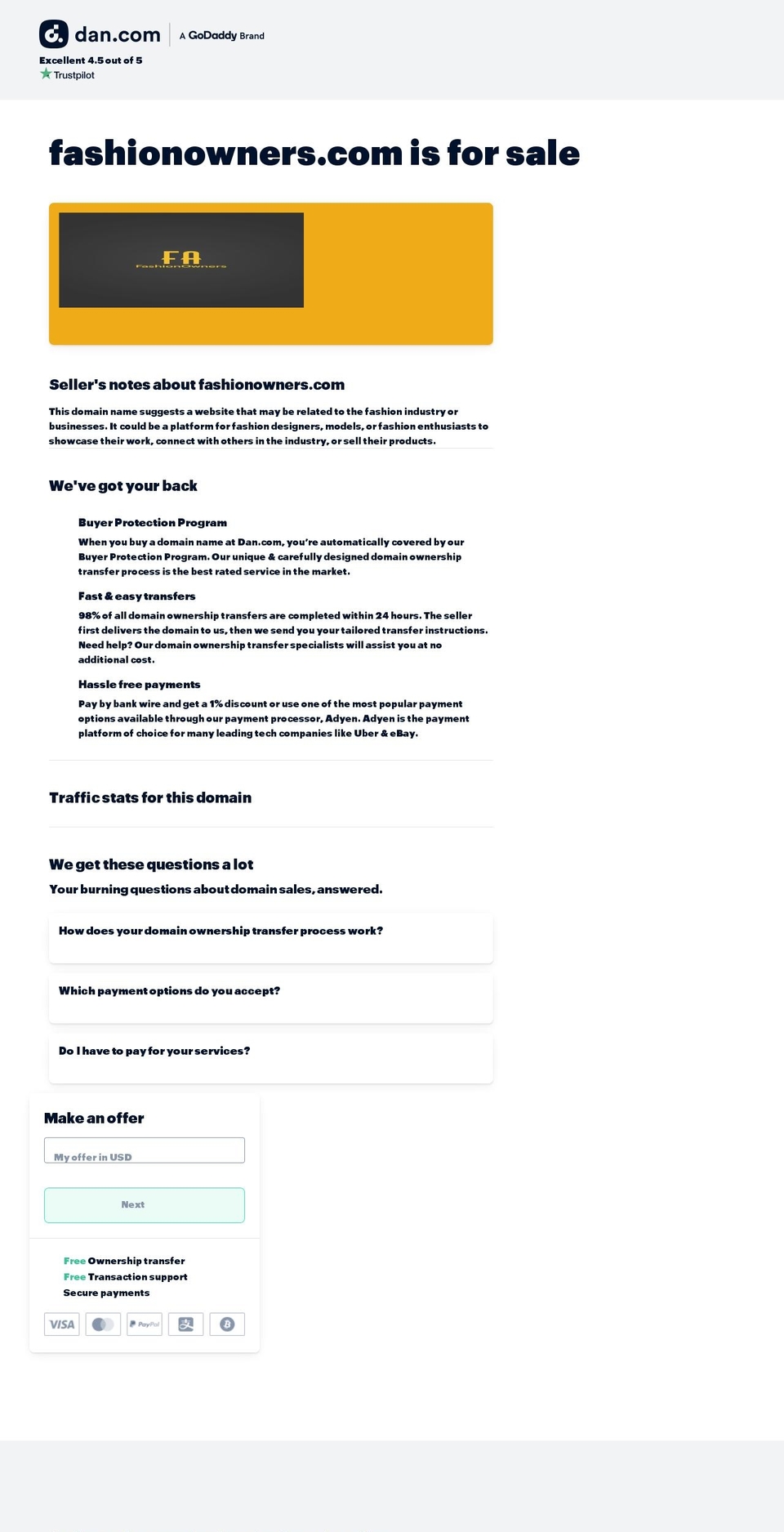 fashionowners.com — Shopify storefront screenshot
