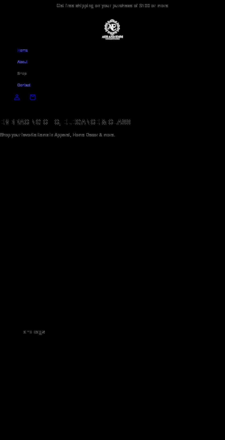 fashionsandhomecollections.com shopify website screenshot